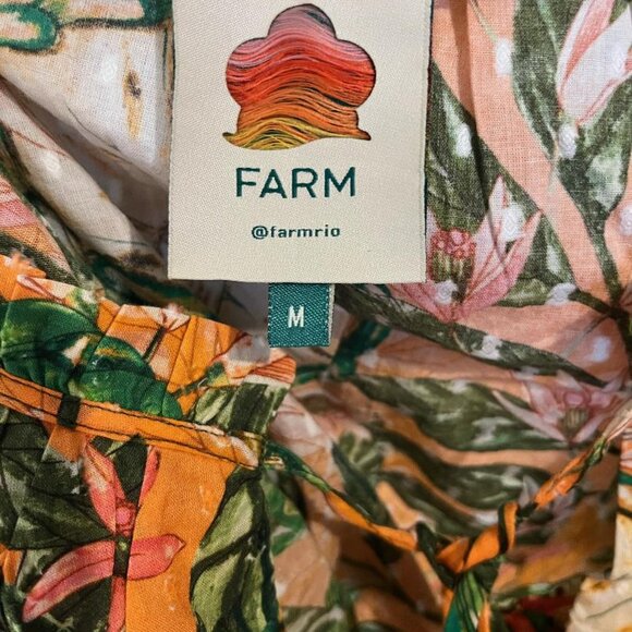 NWOT  FARM RIO  Caipirinha  flutter sleeve blouse  tropical design   size M - Picture 6 of 6
